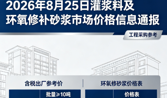 化州2026年8月25日灌浆料及环氧修补砂浆市场价格信息通报